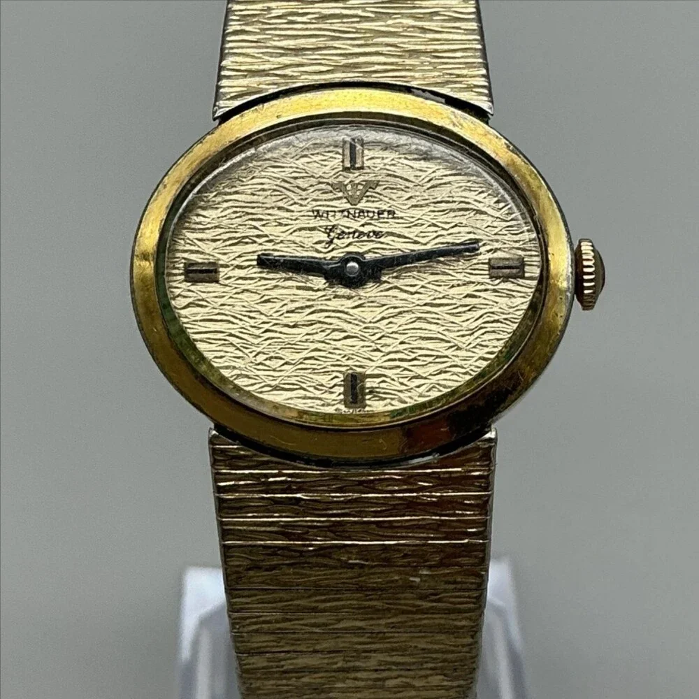 Vintage Wittnauer Geneve Womens Watch 27mm Gold Tone Dial Textured Manual Wind